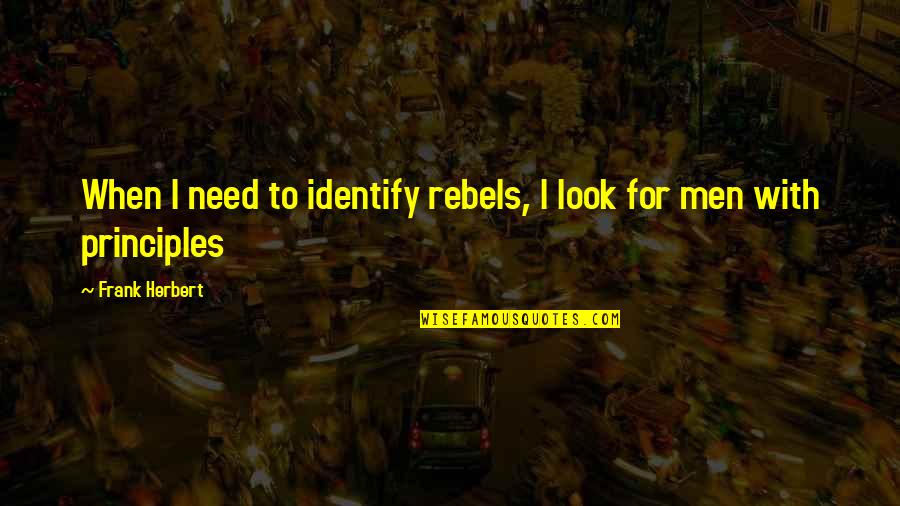 Fight The Future Mulder Quotes By Frank Herbert: When I need to identify rebels, I look