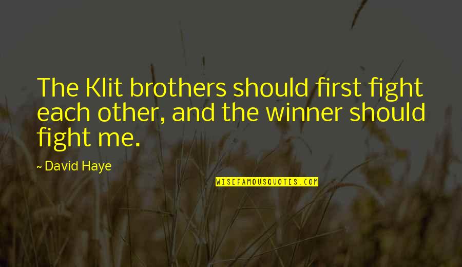 Fight With Brother Quotes By David Haye: The Klit brothers should first fight each other,