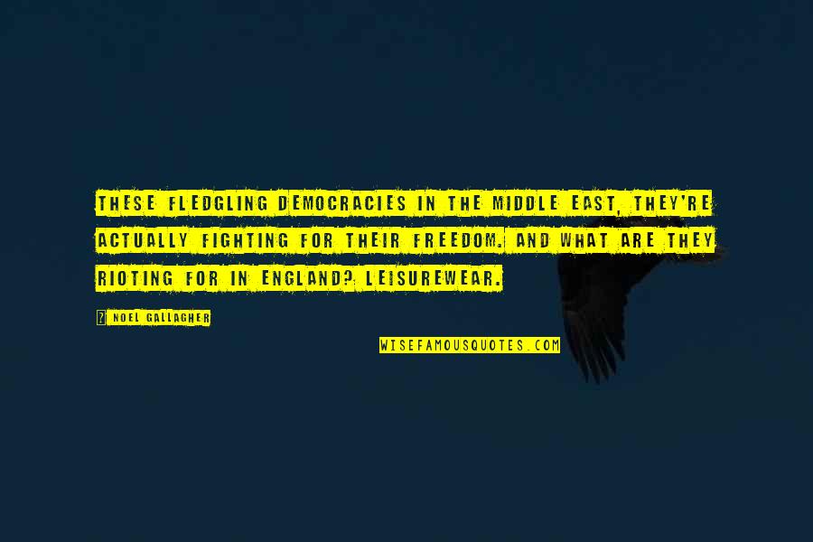 Fighting For Freedom Quotes By Noel Gallagher: These fledgling democracies in the Middle East, they're