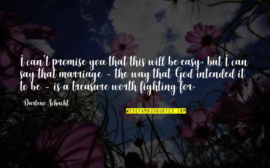 Fighting For Quotes By Darlene Schacht: I can't promise you that this will be