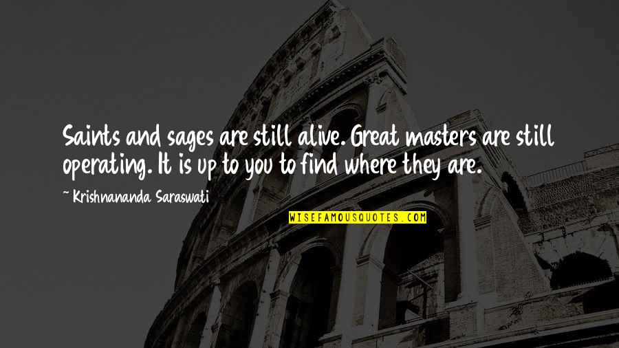 Fighting For The Things You Love Quotes By Krishnananda Saraswati: Saints and sages are still alive. Great masters