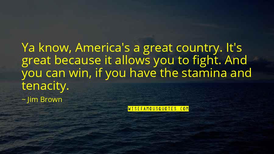 Fighting For You Country Quotes By Jim Brown: Ya know, America's a great country. It's great