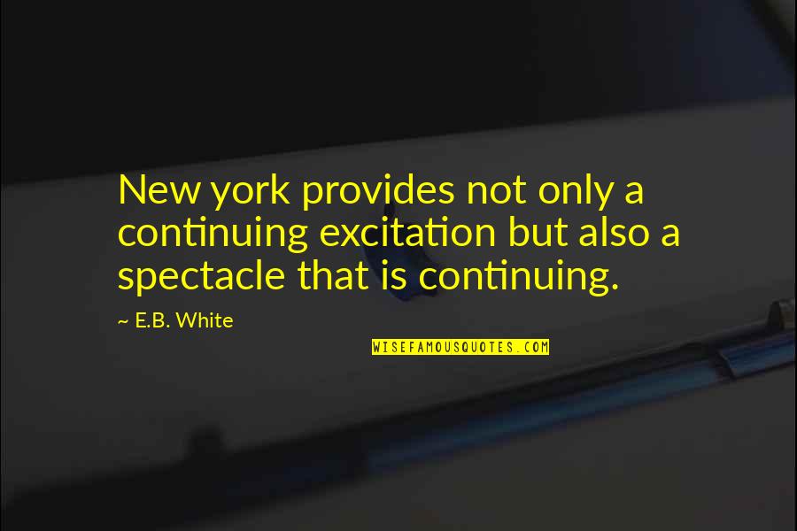 Fighting Like A Married Couple Quotes By E.B. White: New york provides not only a continuing excitation