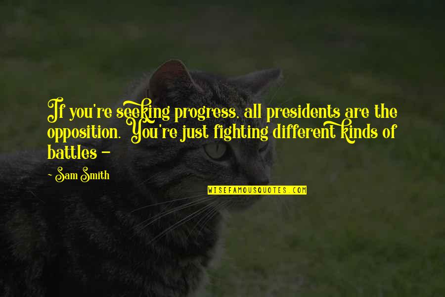 Fighting Our Own Battles Quotes By Sam Smith: If you're seeking progress, all presidents are the