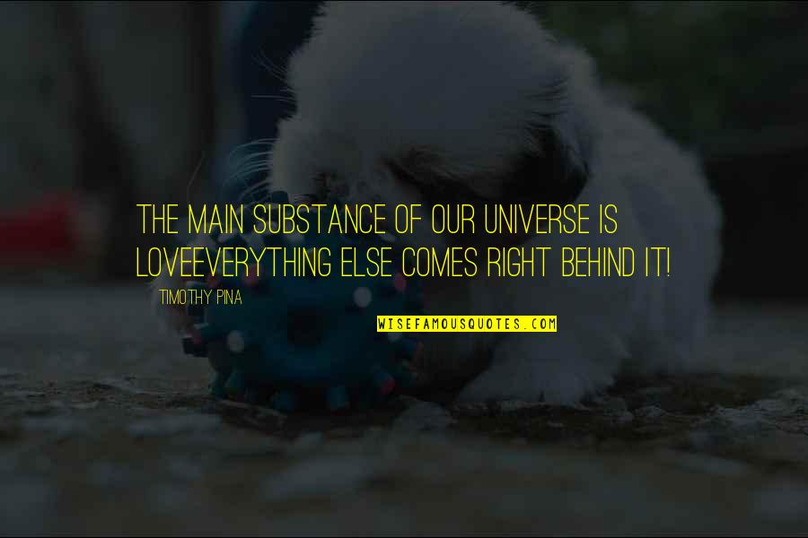 Fighting Temptations Quotes By Timothy Pina: The main substance of our universe is LOVEEverything