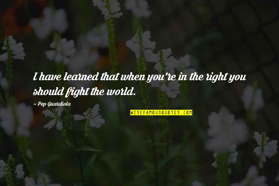 Fighting The World Quotes By Pep Guardiola: I have learned that when you're in the