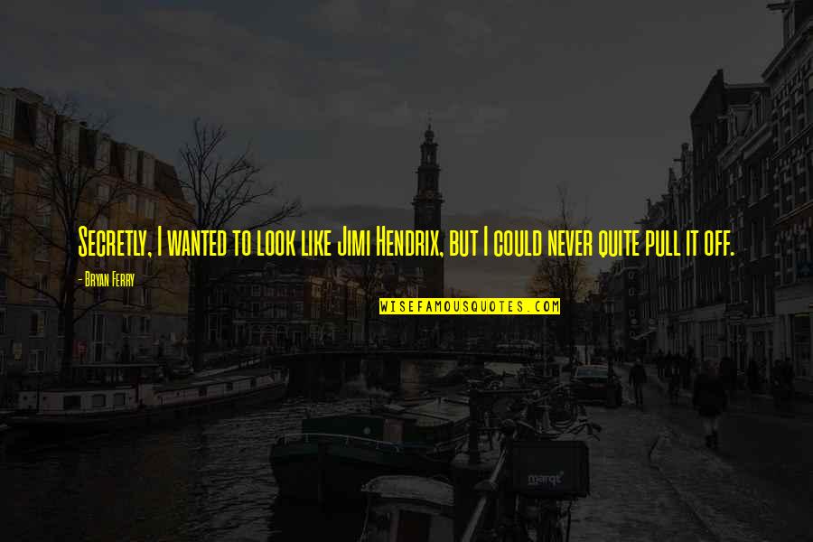 Fighting With Your Friends Quotes By Bryan Ferry: Secretly, I wanted to look like Jimi Hendrix,
