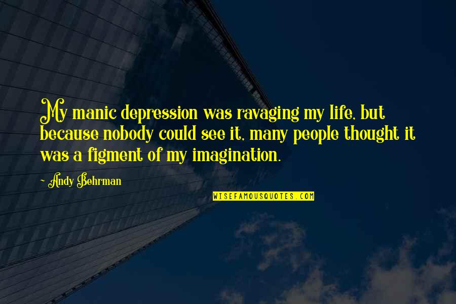 Figment Of Imagination Quotes By Andy Behrman: My manic depression was ravaging my life, but