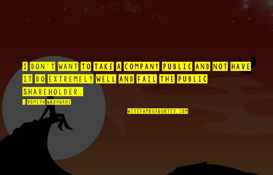 Figurative Blindness Quotes By Romesh Wadhwani: I don't want to take a company public