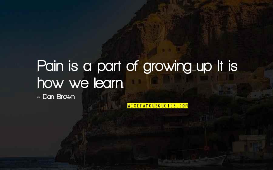 Figurative Language Quotes By Dan Brown: Pain is a part of growing-up. It is
