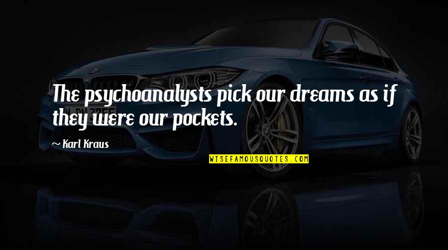 Fiindca Inima Quotes By Karl Kraus: The psychoanalysts pick our dreams as if they