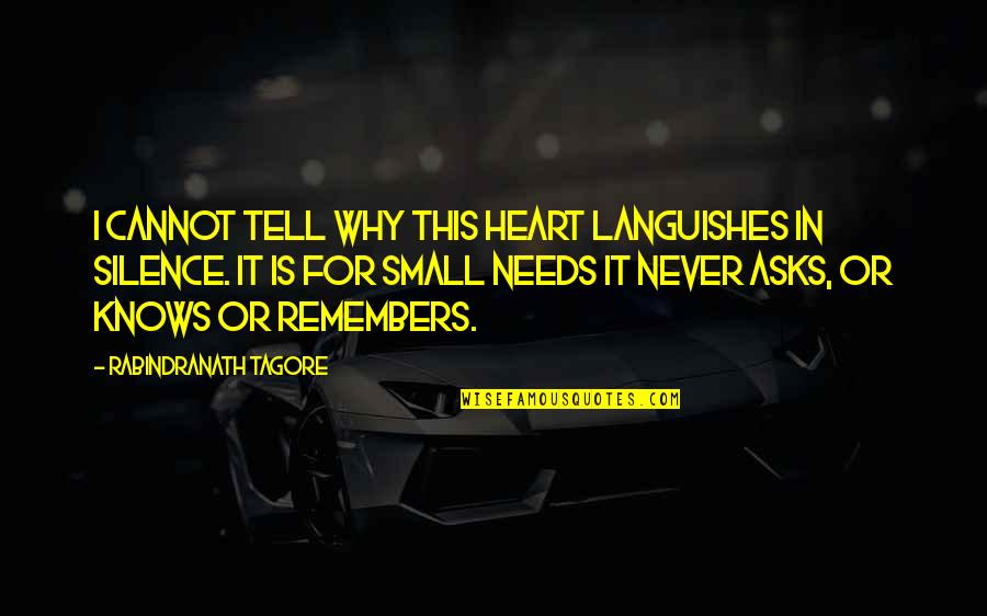 Filantropi Adalah Quotes By Rabindranath Tagore: I cannot tell why this heart languishes in