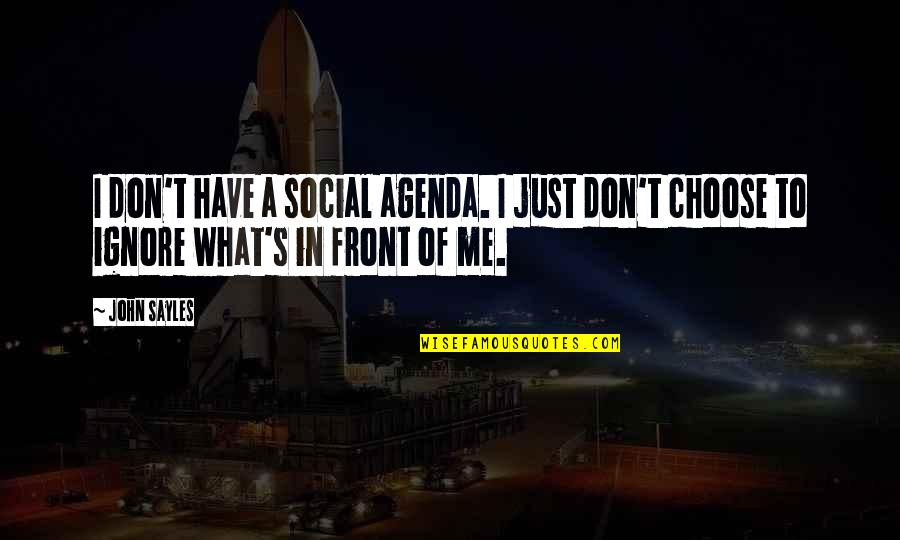 Filardo Products Quotes By John Sayles: I don't have a social agenda. I just