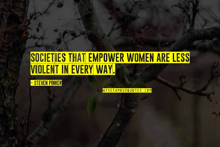 Filbeck And King Quotes By Steven Pinker: Societies that empower women are less violent in