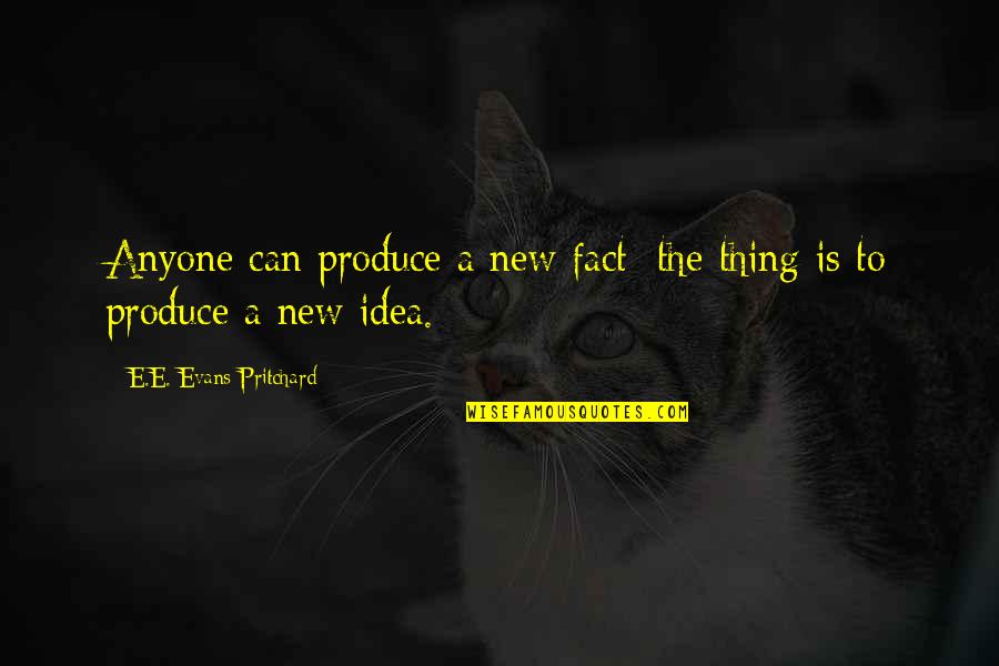 Filhinha Quotes By E.E. Evans-Pritchard: Anyone can produce a new fact; the thing