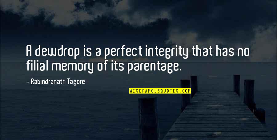 Filial Quotes By Rabindranath Tagore: A dewdrop is a perfect integrity that has