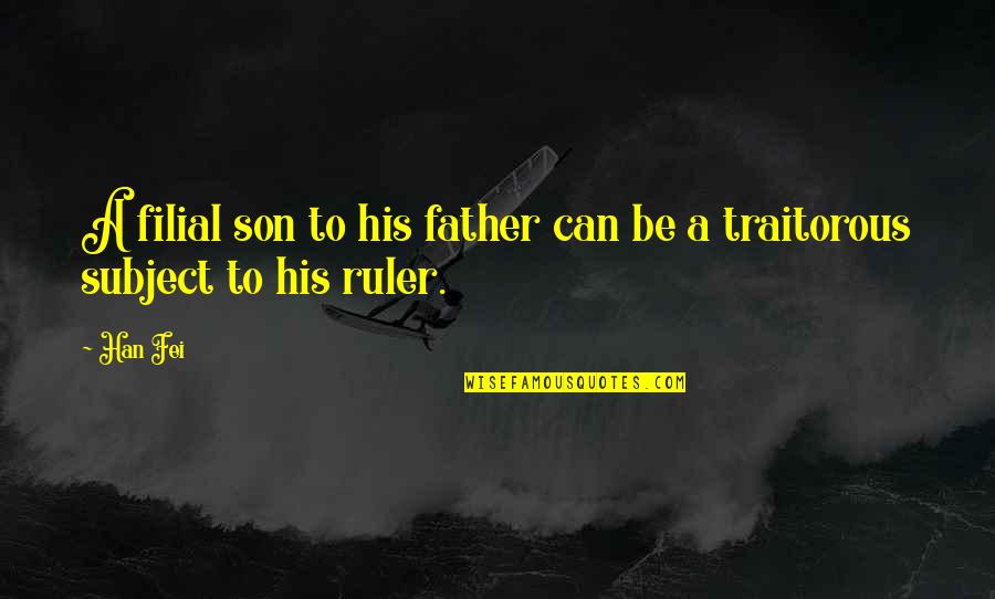 Filial Son Quotes By Han Fei: A filial son to his father can be