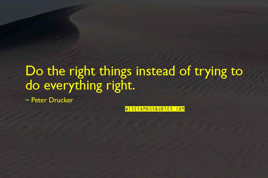 Filip Dujardin Quotes By Peter Drucker: Do the right things instead of trying to