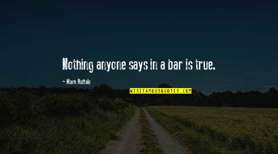 Filip Joos Quotes By Mark Ruffalo: Nothing anyone says in a bar is true.