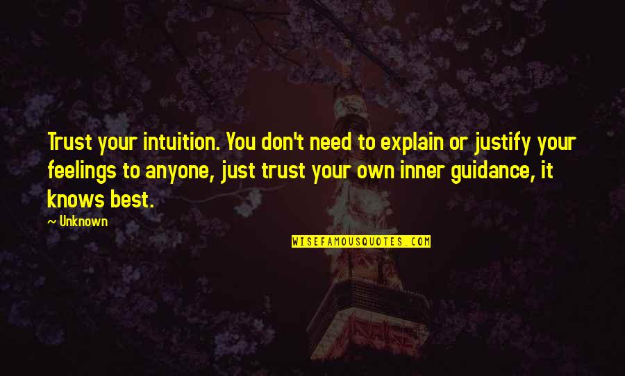 Filip Joos Quotes By Unknown: Trust your intuition. You don't need to explain