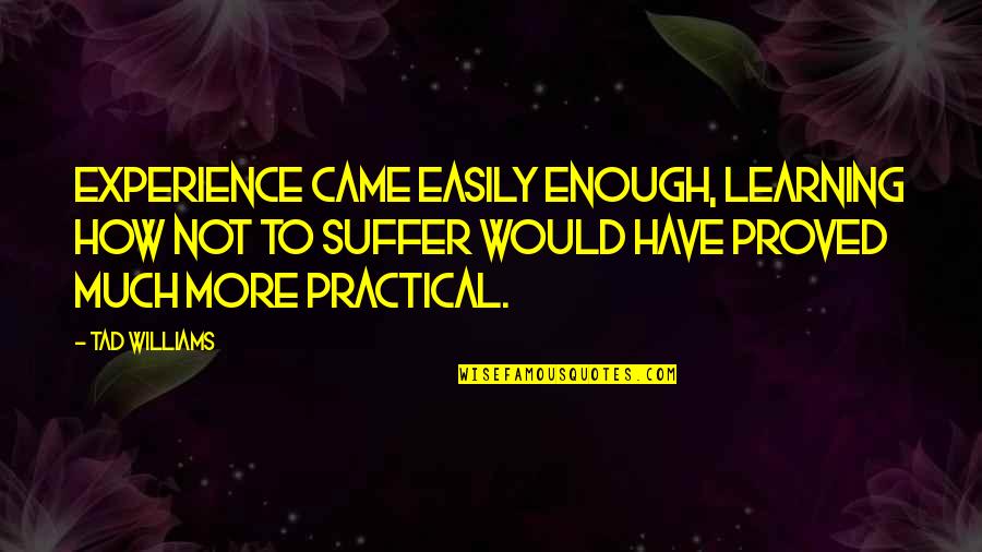 Filipino Values Quotes By Tad Williams: Experience came easily enough, learning how not to