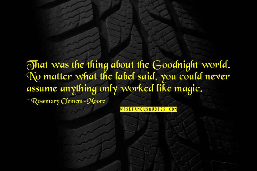 Filipova Hut Quotes By Rosemary Clement-Moore: That was the thing about the Goodnight world. Filipova Hut Quotes By Rosemary Clement-Moore: That was the thing about the Goodnight world.