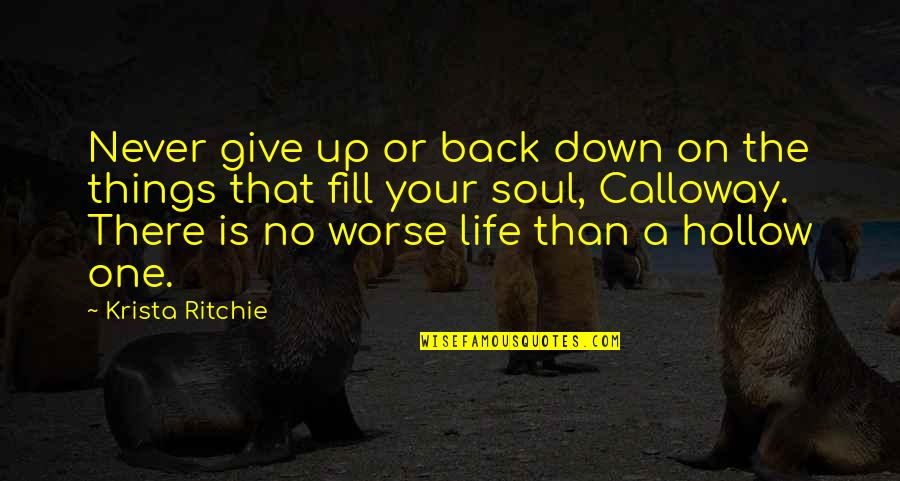 Fill Down Quotes By Krista Ritchie: Never give up or back down on the