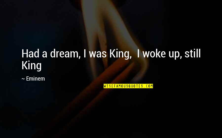 Filling Buckets Quotes By Eminem: Had a dream, I was King, I woke