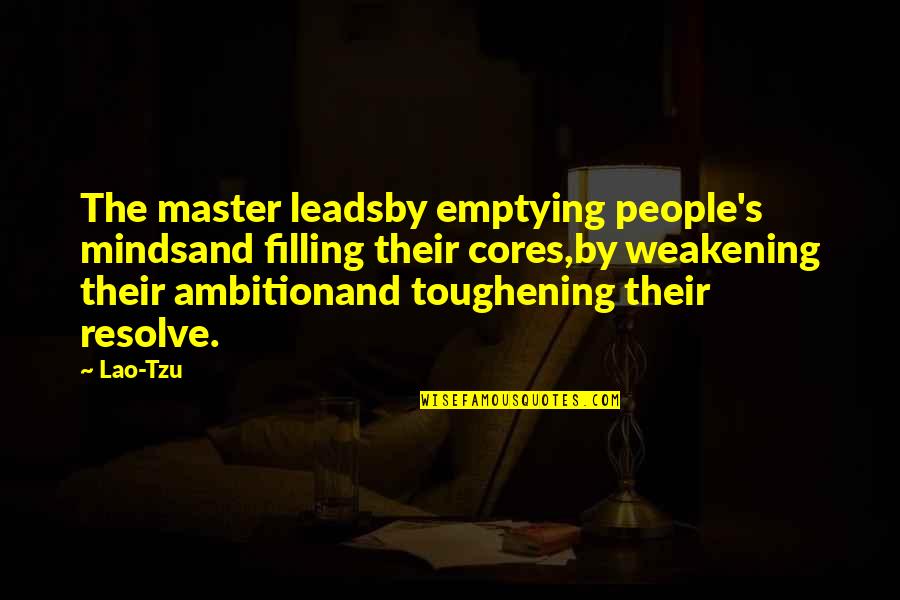 Filling Quotes By Lao-Tzu: The master leadsby emptying people's mindsand filling their