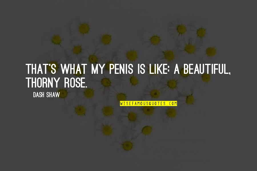 Filling Your Cup Quotes By Dash Shaw: That's what my penis is like: a beautiful,