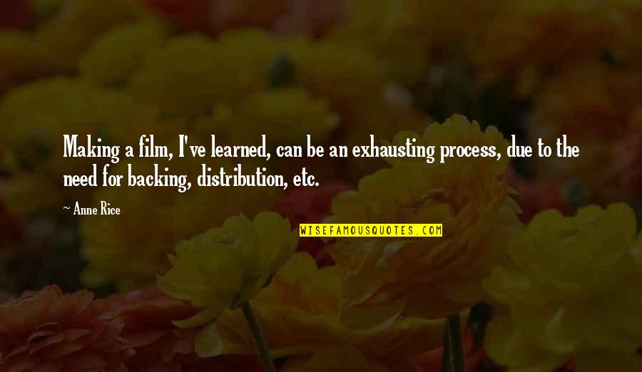 Film Distribution Quotes By Anne Rice: Making a film, I've learned, can be an