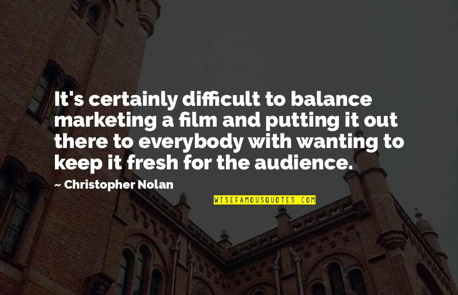 Film Out Quotes By Christopher Nolan: It's certainly difficult to balance marketing a film