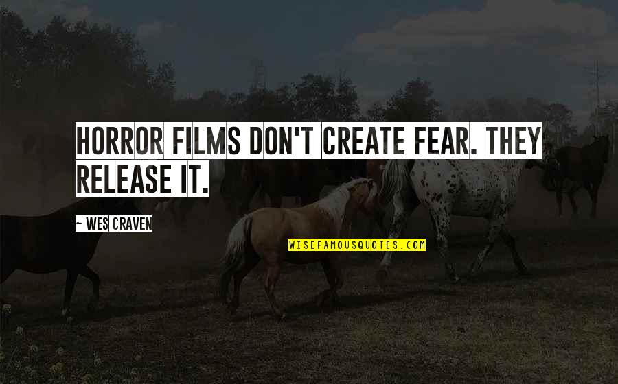 Film Release Quotes By Wes Craven: Horror films don't create fear. They release it.