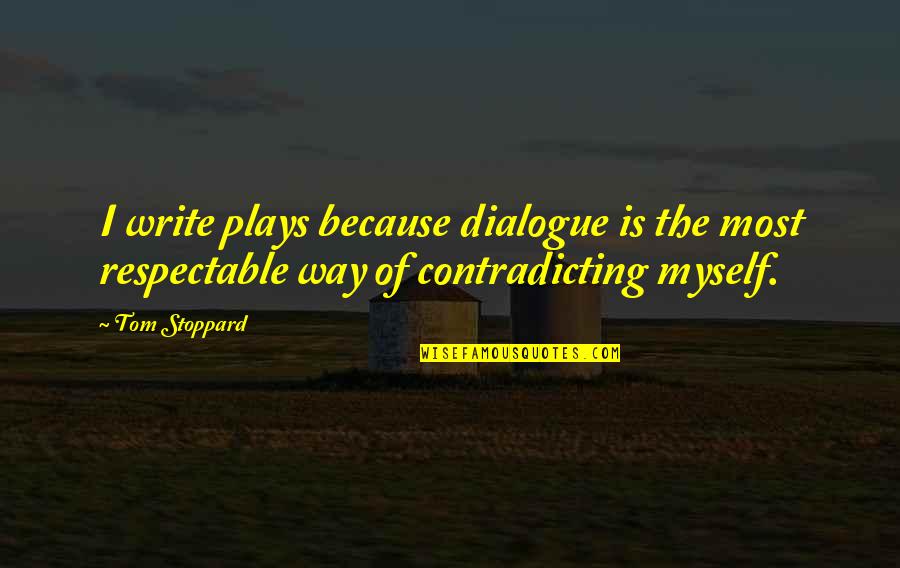Filmguide Quotes By Tom Stoppard: I write plays because dialogue is the most