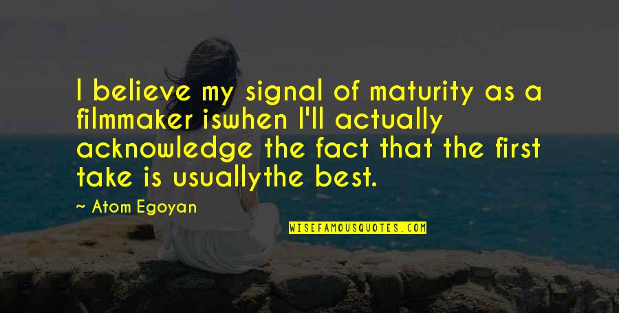 Filmmaker Quotes By Atom Egoyan: I believe my signal of maturity as a