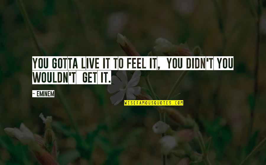Filosofija Znacenje Quotes By Eminem: You gotta live it to feel it, you