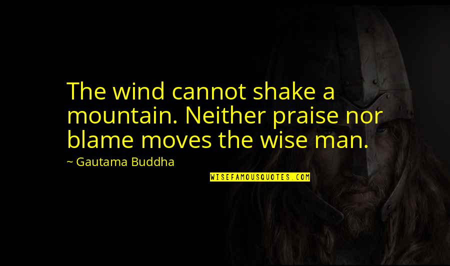 Filou Bier Quotes By Gautama Buddha: The wind cannot shake a mountain. Neither praise