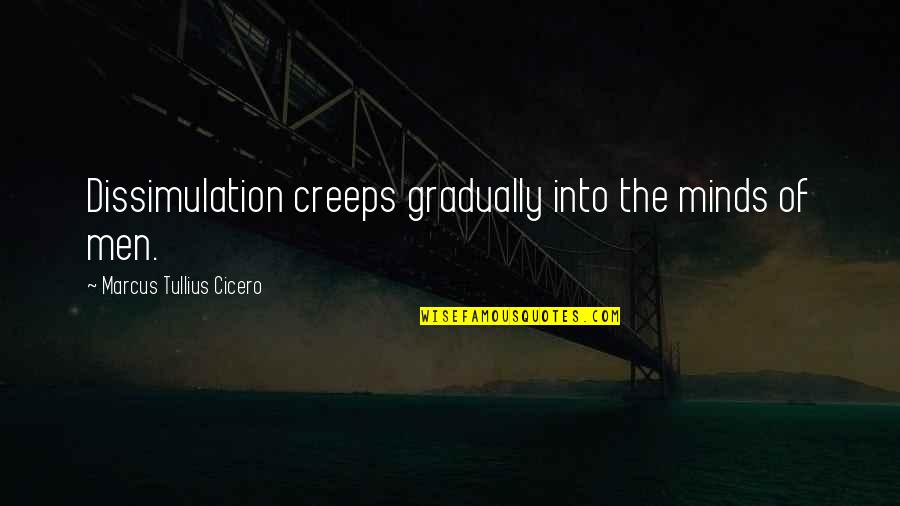 Fimbulwinter Quotes By Marcus Tullius Cicero: Dissimulation creeps gradually into the minds of men. Fimbulwinter Quotes By Marcus Tullius Cicero: Dissimulation creeps gradually into the minds of men.