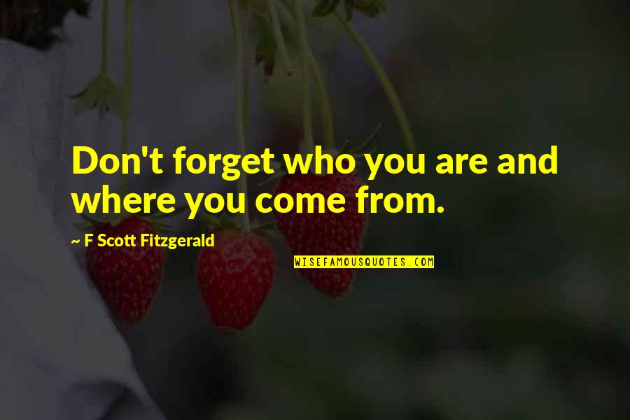 Finagling Spelling Quotes By F Scott Fitzgerald: Don't forget who you are and where you Finagling Spelling Quotes By F Scott Fitzgerald: Don't forget who you are and where you