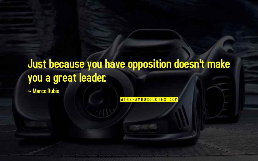 Final Inning 2001 Quotes By Marco Rubio: Just because you have opposition doesn't make you