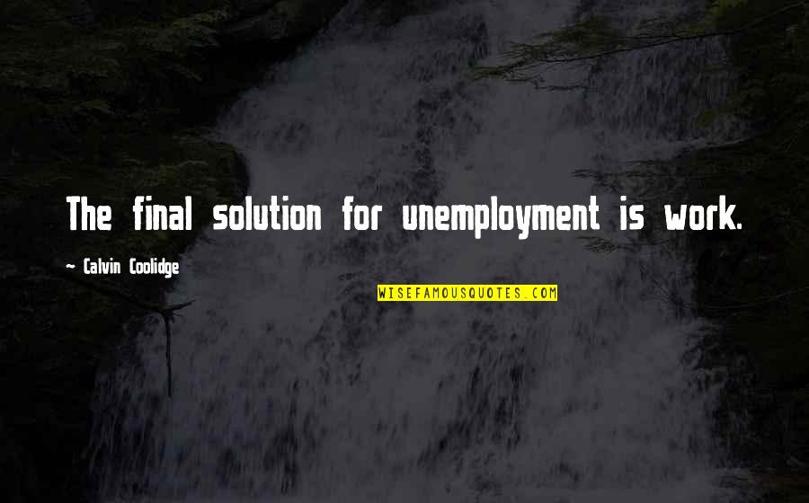 Final Solution Quotes By Calvin Coolidge: The final solution for unemployment is work.