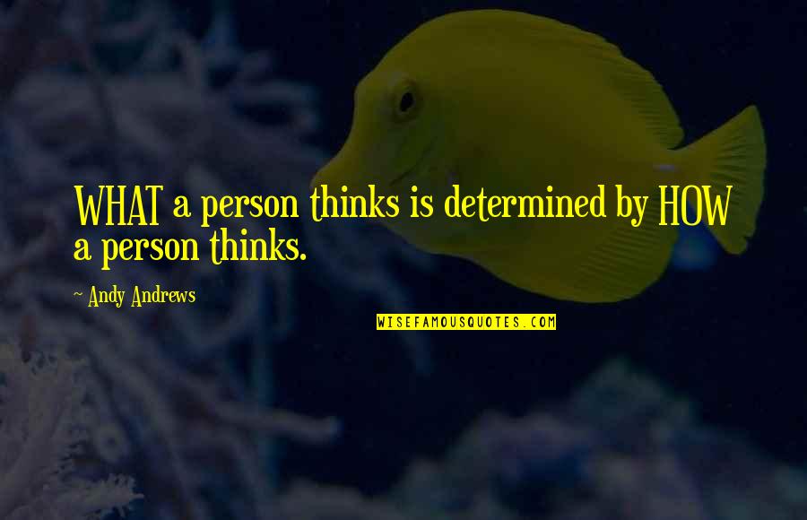 Finalism Belief Quotes By Andy Andrews: WHAT a person thinks is determined by HOW Finalism Belief Quotes By Andy Andrews: WHAT a person thinks is determined by HOW
