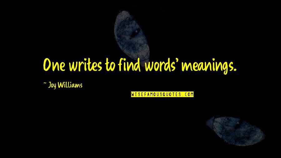 Finally At Peace Death Quotes By Joy Williams: One writes to find words' meanings.
