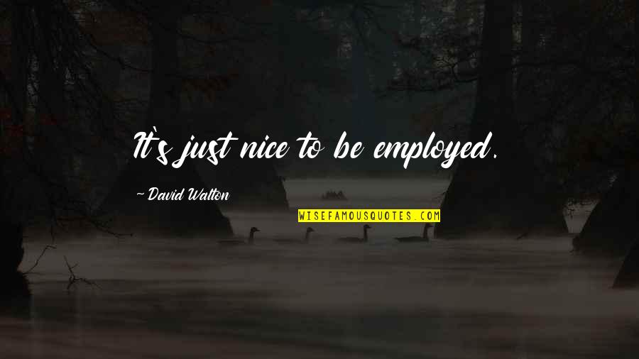Finally Found Happiness Quotes By David Walton: It's just nice to be employed. Finally Found Happiness Quotes By David Walton: It's just nice to be employed.