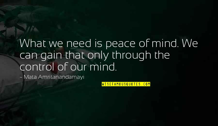 Finally Found Peace Quotes By Mata Amritanandamayi: What we need is peace of mind. We Finally Found Peace Quotes By Mata Amritanandamayi: What we need is peace of mind. We