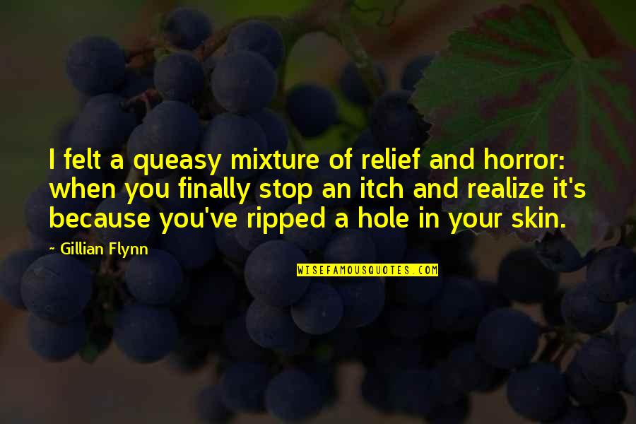 Finally Realize Quotes By Gillian Flynn: I felt a queasy mixture of relief and