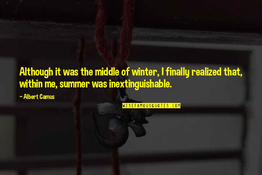 Finally Realized Quotes By Albert Camus: Although it was the middle of winter, I