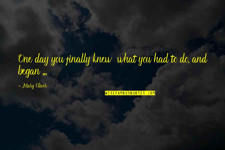 Finally We Are One Quotes By Mary Oliver: One day you finally knew what you had