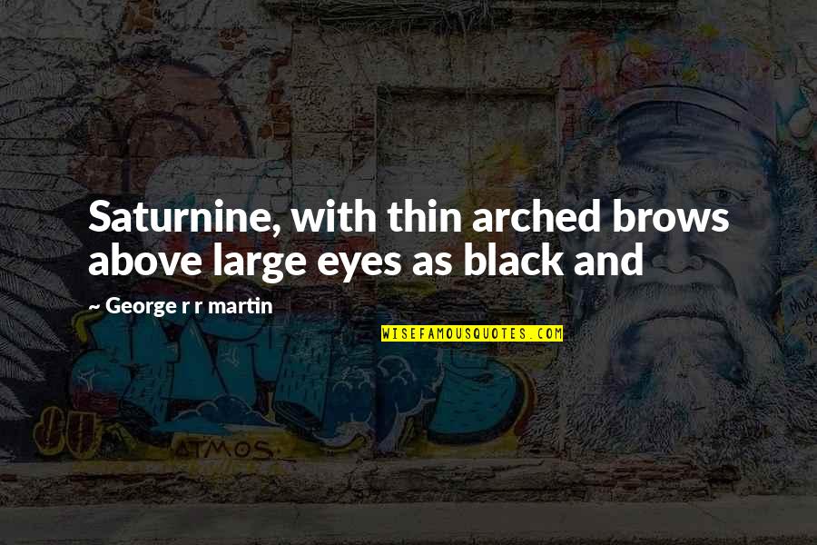 Finalpurpose Quotes By George R R Martin: Saturnine, with thin arched brows above large eyes Finalpurpose Quotes By George R R Martin: Saturnine, with thin arched brows above large eyes