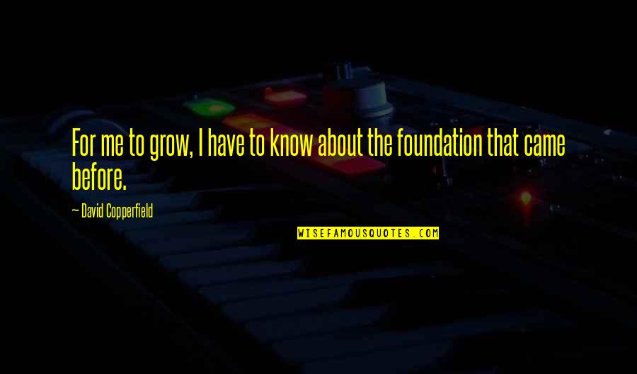 Financer Vs Financier Quotes By David Copperfield: For me to grow, I have to know